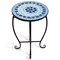Costway Outdoor Indoor Accent Table,Mosaic Patio Table, Plant Stand Cobalt Blue Color Scheme Garden Steel